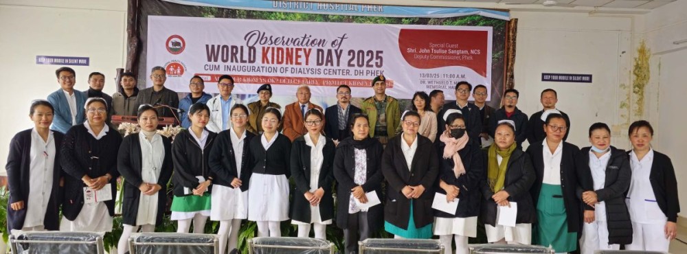 DC Phek John Tsulise with the medical staff and others during the World Kidney Day observed at Dr Wethselo T Mero Memorial hall, District Hospital Phek on March 13.